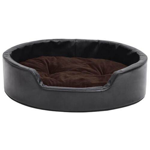 Hundekurv 69x59x19 cm plys og kunstlæder sort og brun