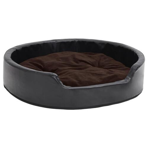 Hundekurv 79x70x19 cm plys og kunstlæder sort og brun