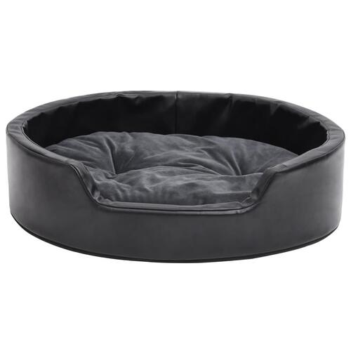 Hundekurv 69x59x19 cm plys og kunstlæder sort og mørkegrå