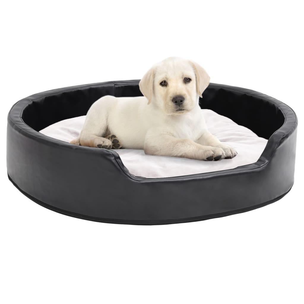 Hundekurv 79x70x19 cm plys og kunstlæder sort og beige