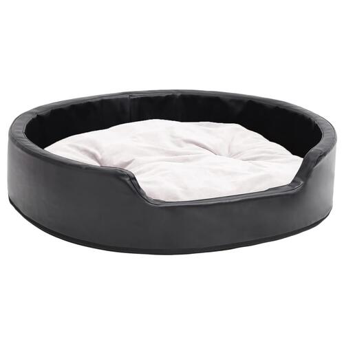 Hundekurv 79x70x19 cm plys og kunstlæder sort og beige