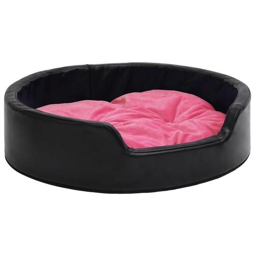 Hundekurv 79x70x19 cm plys og kunstlæder sort og lyserød