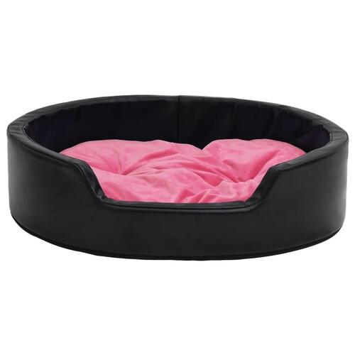 Hundekurv 79x70x19 cm plys og kunstlæder sort og lyserød