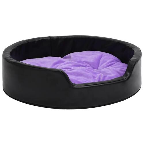 Hundekurv 69x59x19 cm plys og kunstlæder sort og lilla
