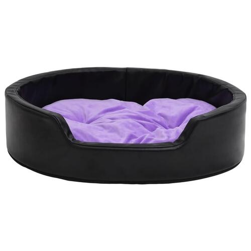 Hundekurv 69x59x19 cm plys og kunstlæder sort og lilla