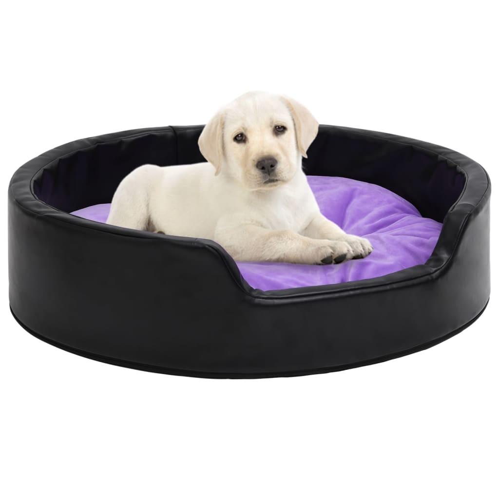Hundekurv 79x70x19 cm plys og kunstlæder sort og lilla