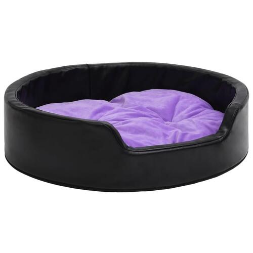 Hundekurv 79x70x19 cm plys og kunstlæder sort og lilla