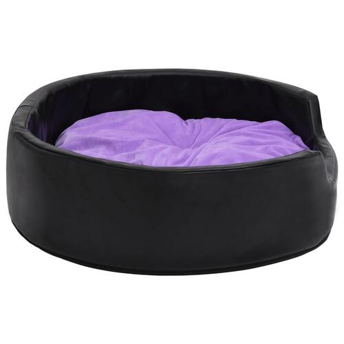 Hundekurv 79x70x19 cm plys og kunstlæder sort og lilla