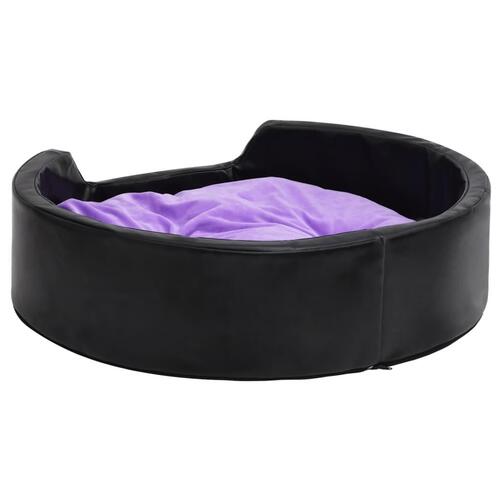 Hundekurv 79x70x19 cm plys og kunstlæder sort og lilla