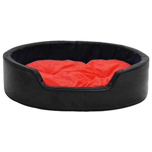 Hundekurv 69x59x19 cm plys og kunstlæder sort og rød