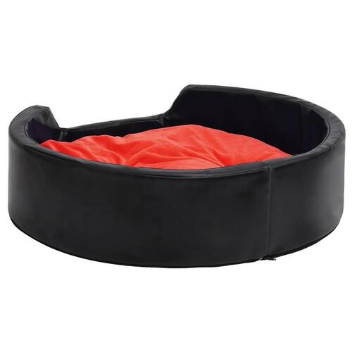 Hundekurv 69x59x19 cm plys og kunstlæder sort og rød