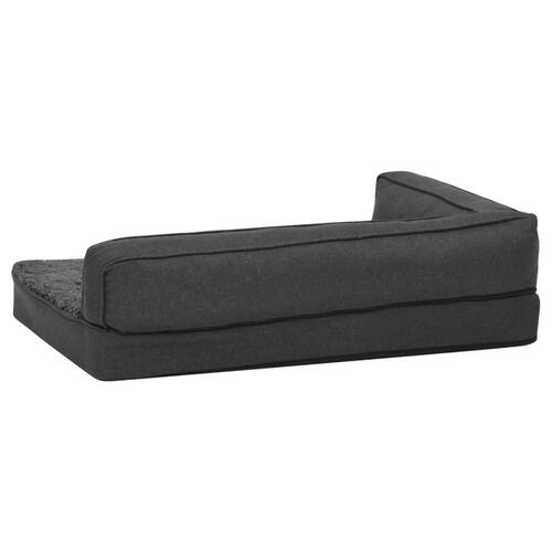 Ergonomisk hundeseng 75x53 cm hør-look fleece mørkegrå