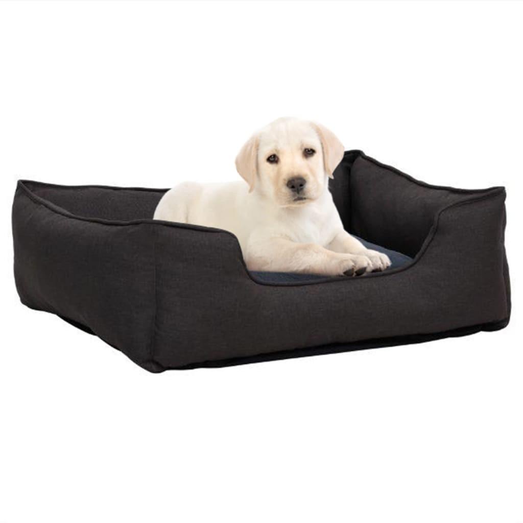 Hundekurv 65x50x20 cm hør-look fleece mørkegrå