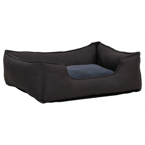 Hundekurv 65x50x20 cm hør-look fleece mørkegrå