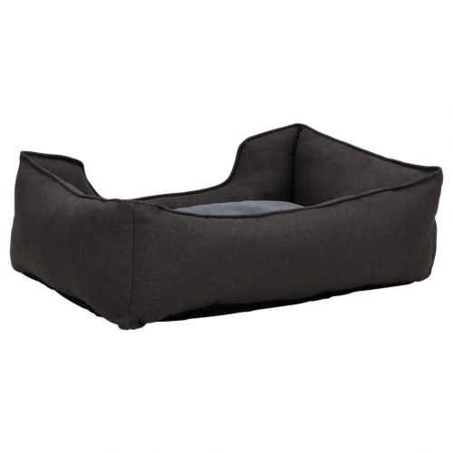 Hundekurv 65x50x20 cm hør-look fleece mørkegrå
