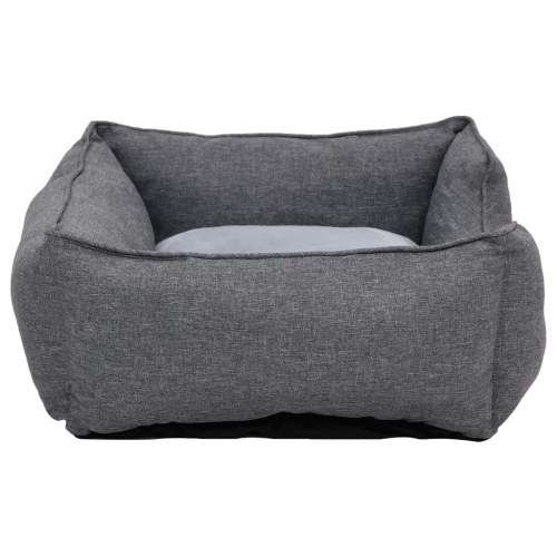 Hundekurv 65x50x20 cm hør-look fleece grå