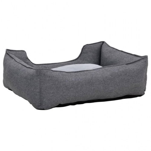 Hundekurv 65x50x20 cm hør-look fleece grå