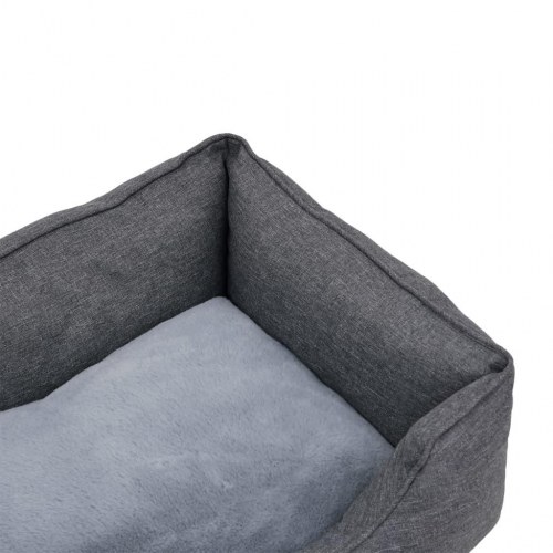 Hundekurv 65x50x20 cm hør-look fleece grå