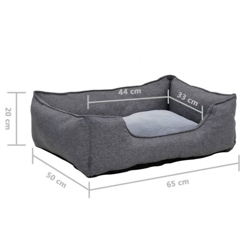Hundekurv 65x50x20 cm hør-look fleece grå