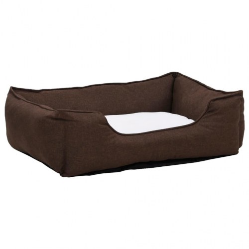 Hundekurv 65x50x20 cm hør-look fleece brun og hvid