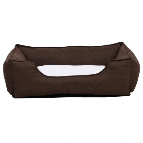 Hundekurv 65x50x20 cm hør-look fleece brun og hvid