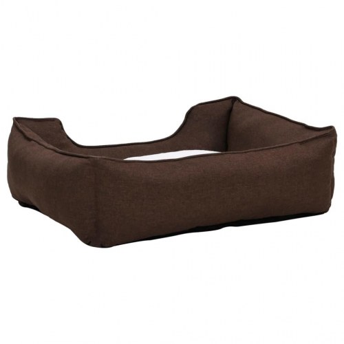 Hundekurv 65x50x20 cm hør-look fleece brun og hvid