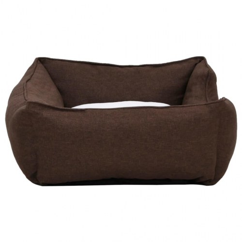 Hundekurv 65x50x20 cm hør-look fleece brun og hvid