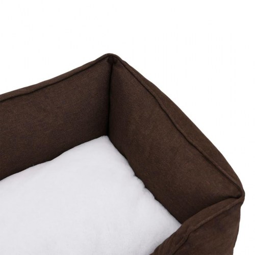 Hundekurv 65x50x20 cm hør-look fleece brun og hvid