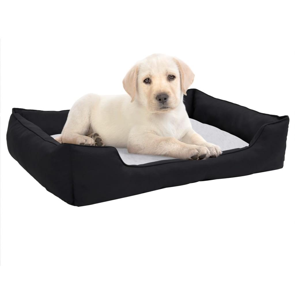 Hundekurv 65x50x20 cm hør-look fleece sort og hvid