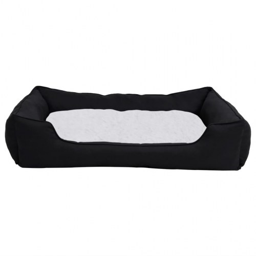 Hundekurv 65x50x20 cm hør-look fleece sort og hvid