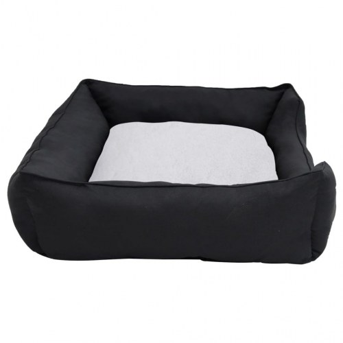 Hundekurv 65x50x20 cm hør-look fleece sort og hvid
