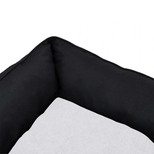 Hundekurv 65x50x20 cm hør-look fleece sort og hvid