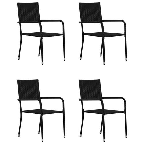 Spisebordssæt til haven 5 dele polyrattan sort