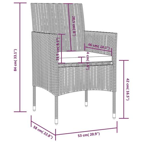 Loungesæt til haven 8 dele med hynder polyrattan sort