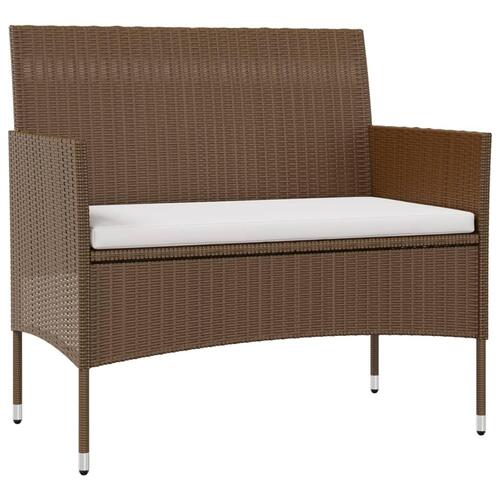 Loungesæt til haven 8 dele med hynder polyrattan brun