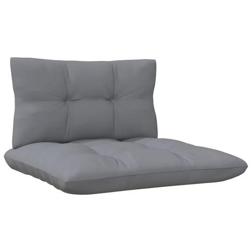 2-personers havesofa med grå hynder massivt fyrretræ