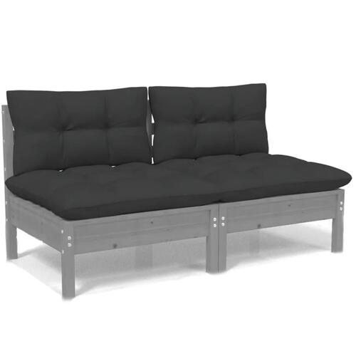 2-personers havesofa med antracitgrå hynder massivt fyrretræ