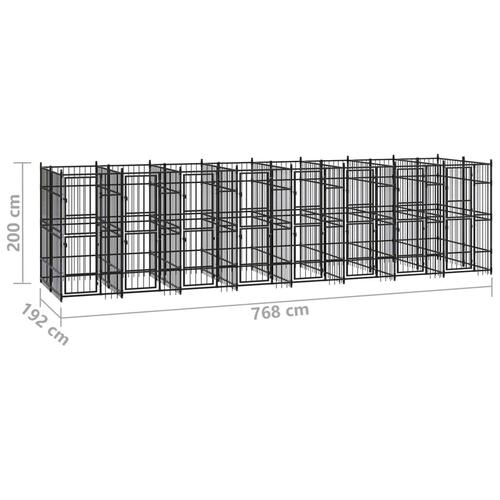 Udendørs hundeløbegård 14,75 m² stål