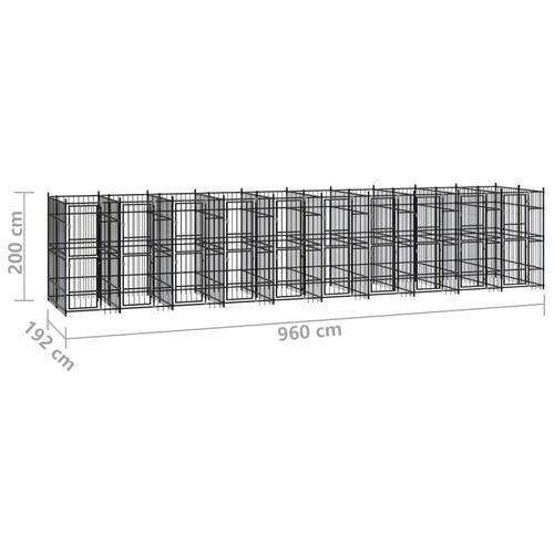 Udendørs hundeløbegård 18,43 m² stål