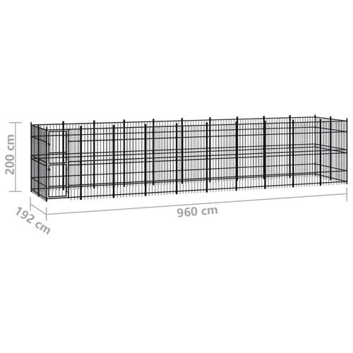 Udendørs hundeløbegård 18,43 m² stål