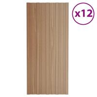Tagplader 12 stk. 100x45 cm galvaniseret stål lyst træ