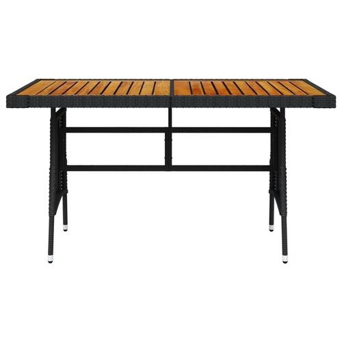 Havebord 130x70x72 cm polyrattan og massivt akacietræ sort