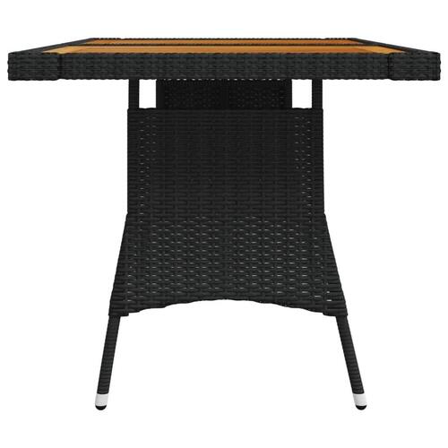 Havebord 130x70x72 cm polyrattan og massivt akacietræ sort