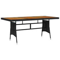 Havebord 160x70x72 cm polyrattan og massivt akacietræ sort
