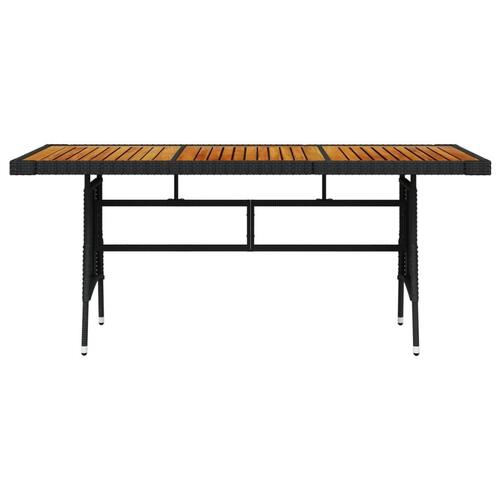 Havebord 160x70x72 cm polyrattan og massivt akacietræ sort