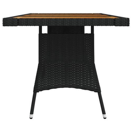 Havebord 160x70x72 cm polyrattan og massivt akacietræ sort