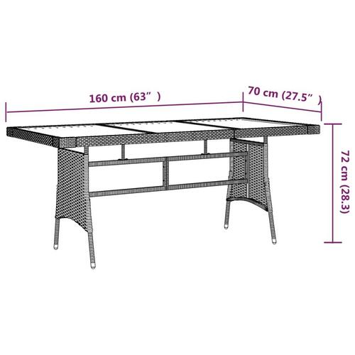 Havebord 160x70x72 cm polyrattan og massivt akacietræ sort