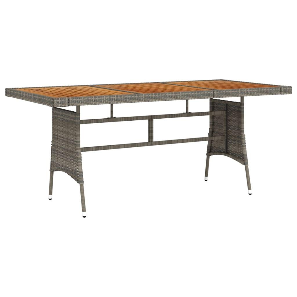 Havebord 160x70x72 cm polyrattan og massivt akacietræ grå