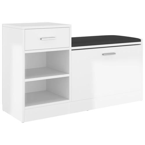 Skobænk 94,5x31x57 cm konstrueret træ hvid højglans