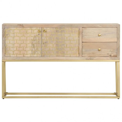 Skænk 120x30x75 cm massivt mangotræ guldfarvet